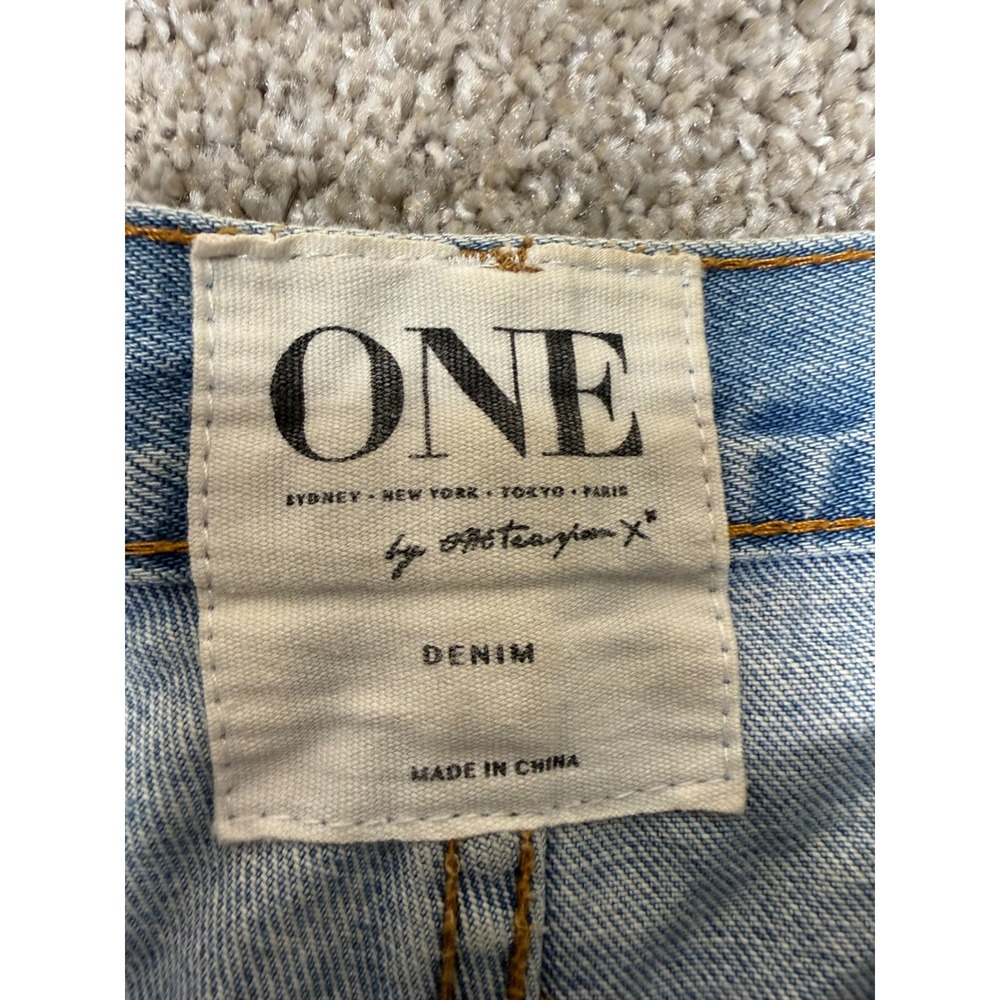 One Teaspoon Hawks High Rise Distressed Denim Shorts Light Wash Blue Size 26 - Picture 4 of 11